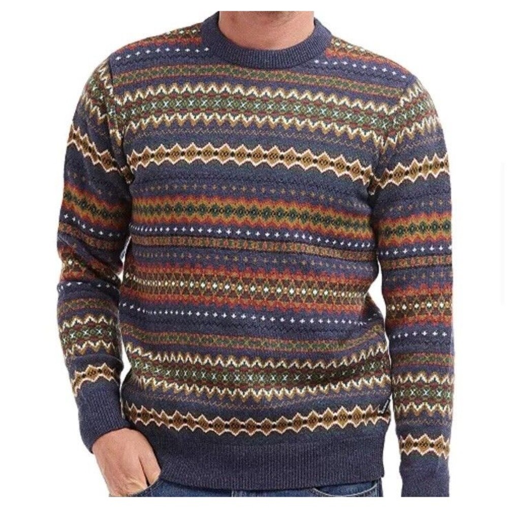 Barbour Men's Case Fair Isle 100% Wool Crewneck Sweater Size: Large NWT
